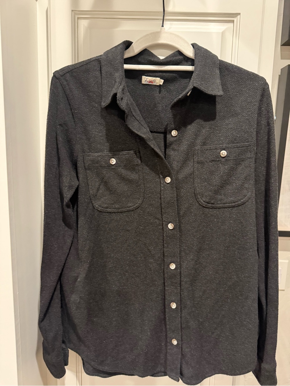 Faherty Dark Gray Long-Sleeve Button-Down Shirt